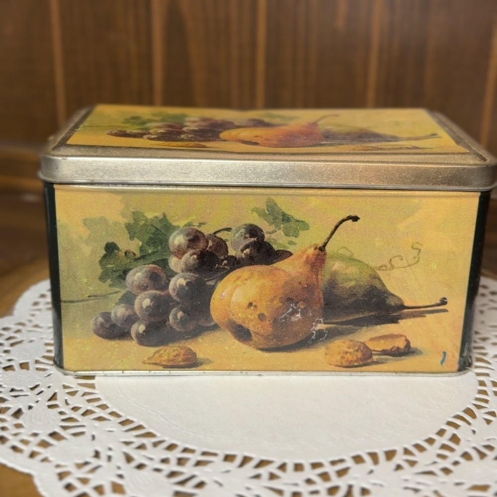 Vintage Fruit Design Tin Box